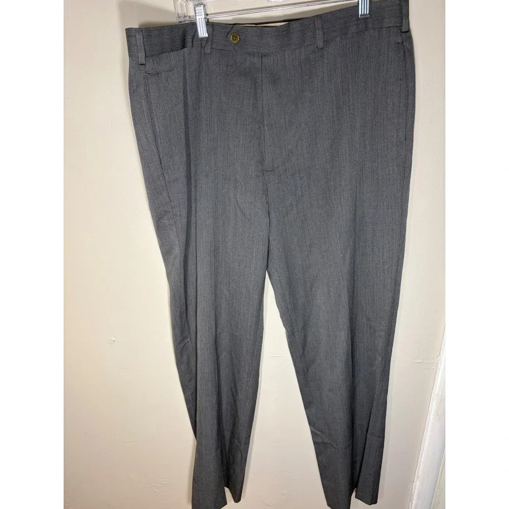 Brooks Brothers Madison Mens Gray Wool Dress Pants 40x32 Flat Front Trousers